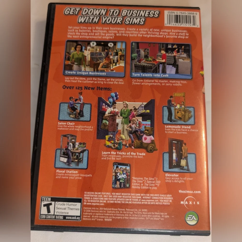 The Sims 2: Open for Business Expansion Pack PC CD-ROM 2006 EA Teen